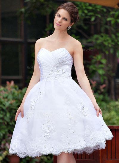 Us A Line Princess Sweetheart Knee Length Organza Wedding