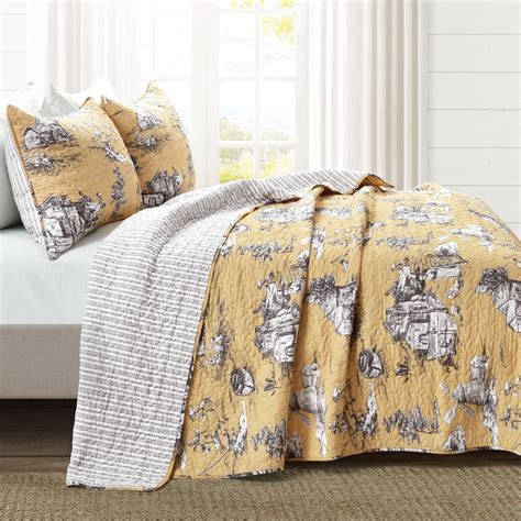 French Country Toile 3 Piece Quilt Set | Lush Decor | www.lushdecor.com ...