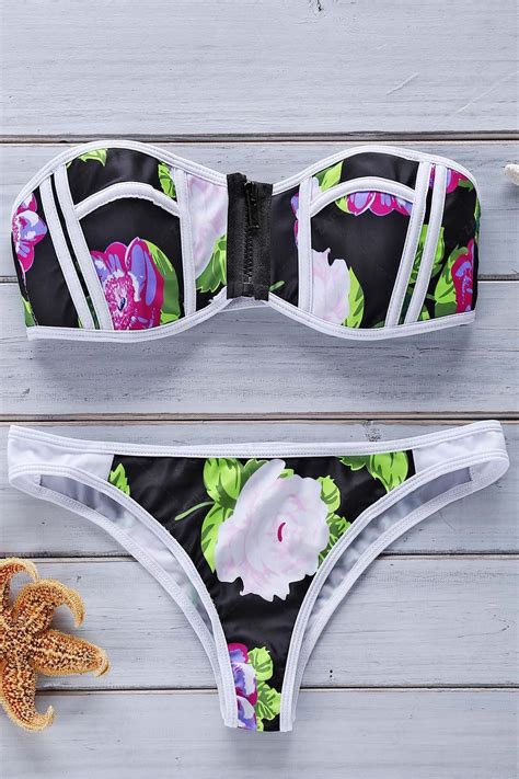 10 OFF 2021 Color Block Floral Print Bikini Set In COLORMIX ZAFUL