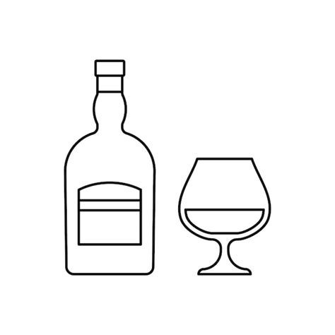 Premium Vector Bottle And Glass Of Cognac Outline Icons Of Alcohol