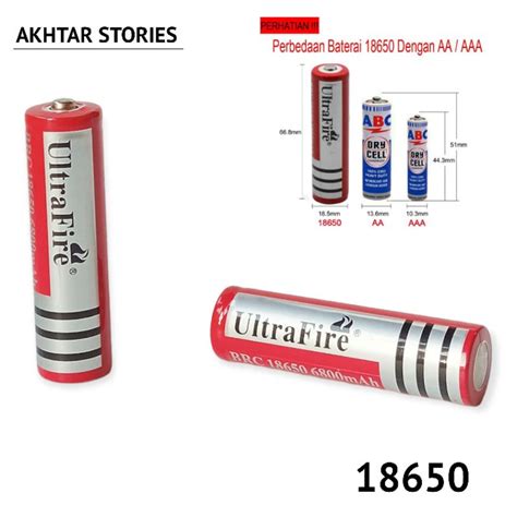 Jual Baterai 18650 Ultra Fire 6800mAh Recharging Cas 6800mAH Baterai