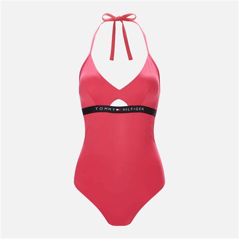 Tommy Hilfiger Womens One Piece Swimsuit Laser Pink