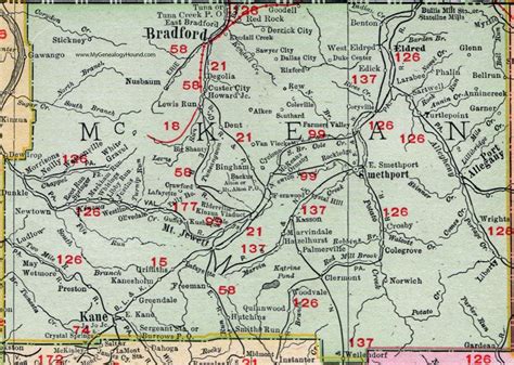 Mckean County Pennsylvania 1911 Map Bradford Smethport Kane Port