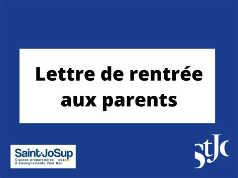 Lettre de rentrée St Jo Sup