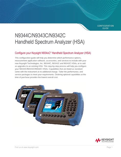 N9344C N9343C N9342C Handheld Spectrum Analyzer HSA PDF Asset Page