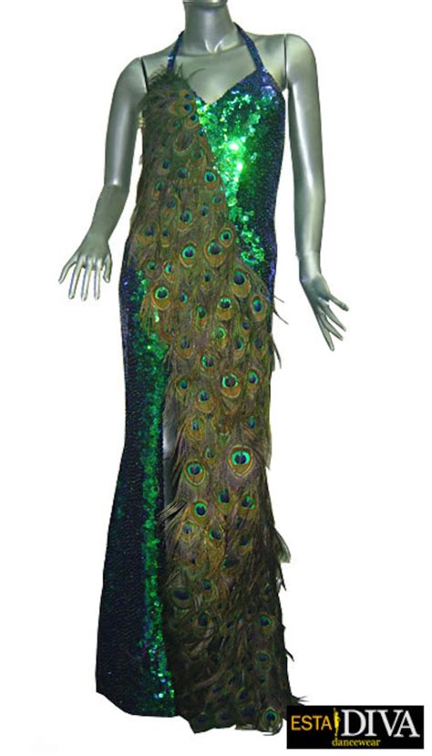 Peacock Feather Dress Diva Pavone Sequin Dance Outfit Etsy