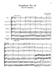 Symphony No 45 In F Sharp Minor Farewell Hob I 45 By J Haydn On