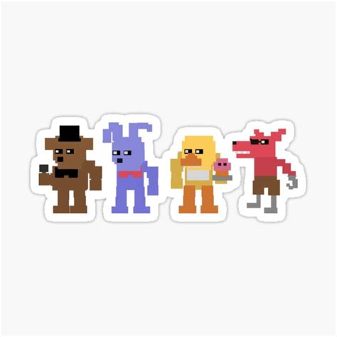 "fnaf 8-bit" Sticker for Sale by coloredwaxstx | Redbubble