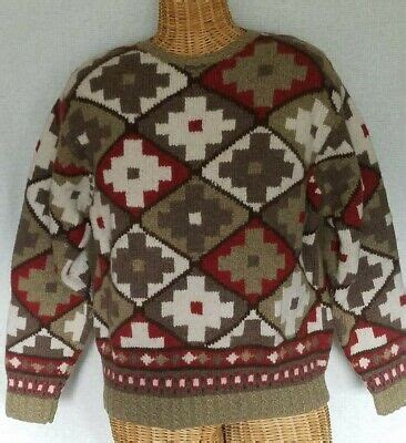 Orvis Mens Sweater Size Medium Pullover 100% Wool Southwest Design Multicolor | eBay