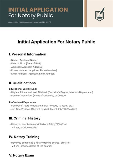 Free Initial Application For Notary Public Template Edit Online And Download