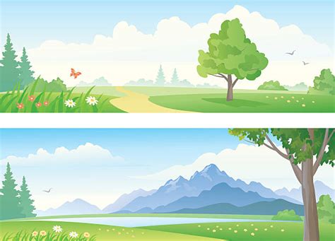 3500 Beautiful Spring Scenery Clip Art Stock Illustrations Royalty