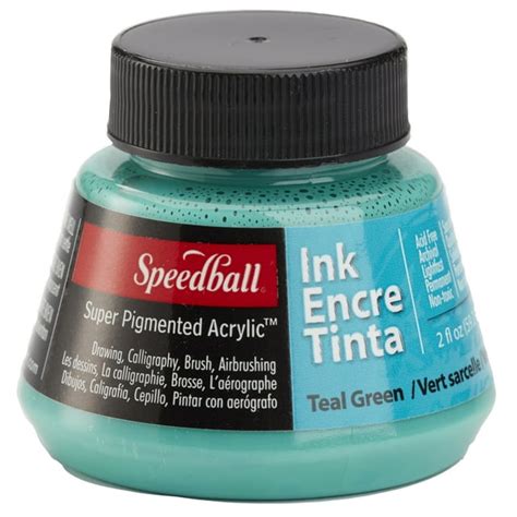 Speedball Super Pigmented Acrylic Ink 2 Oz Teal Green