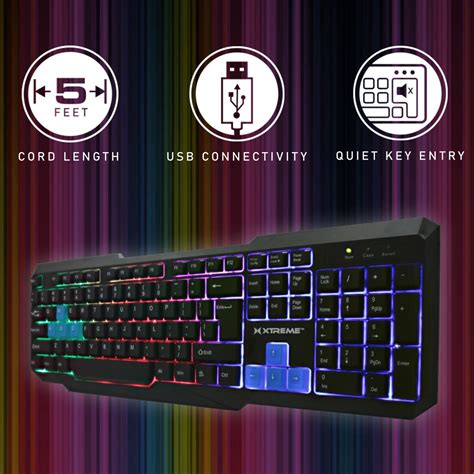 Gaming Keyboard with Multi-Color LED Backlight - Xtreme Cables