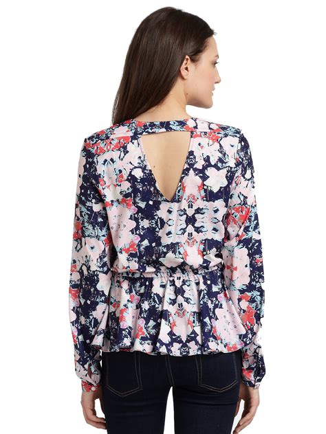 Lyst Saks Fifth Avenue Floralprint Peplum Blouse