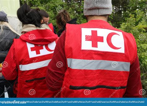 Details With The Red Cross And Red Crescent Symbol On A Uniform ...