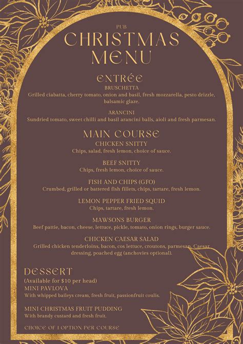 Mawson Lakes Hotel Christmas Pub Menu 2023 Mawson Lakes Hotel