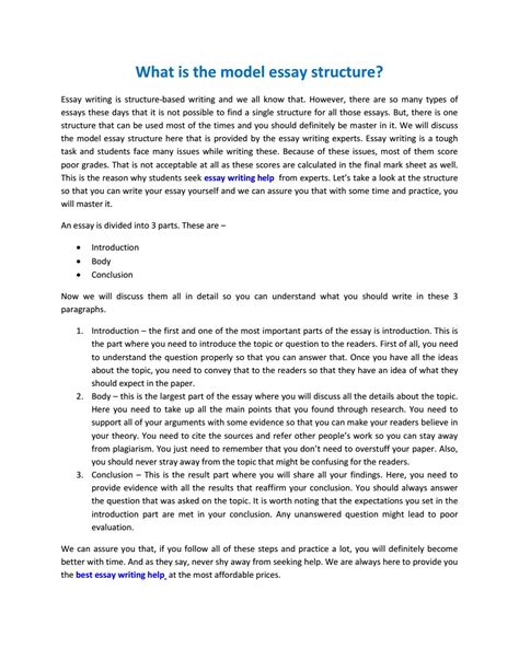 What Is The Model Essay Structure By My Assignment Experts Issuu