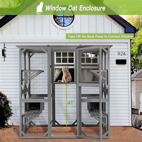 Aivituvin Air37 Walk In Extra Large Outdoor Cat Enclosure Connected To