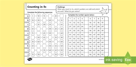 Counting in 5s Worksheet | Counting by 5's Worksheets to 100