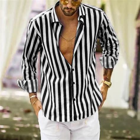 Venta Camisa Rayada Blanca Y Negra Hombre En Stock