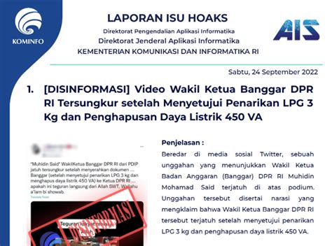 Isu Hoaks Disinformasi 24 September 2022 PPID Diskominfo Jateng