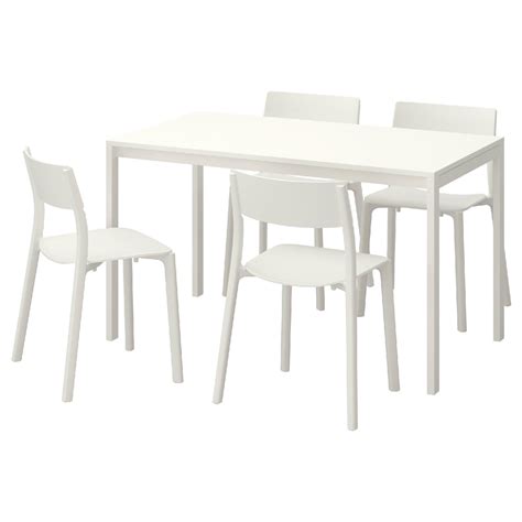 Ikea White Dining Table w/ 4 Chairs - AptDeco