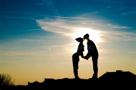 Love Pair Silhouette Emotions Sunset Stock Image Image Of