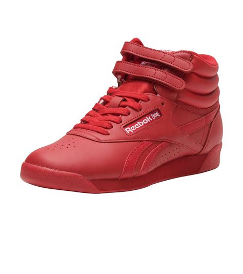 Reebok Leather Freestyle Hi High-top Sneaker in Red - Lyst