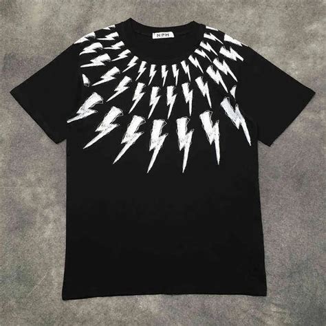 Nuevos Hombres De Lujo Graffiti Neil Barrett Thunderbolt Camisetas