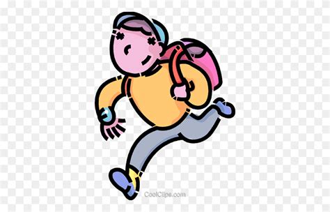 Boy Running Late For School Royalty Free Vector Clip Art School