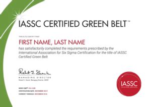 Green Belt Certification Iassc For Six Sigma Credentialing