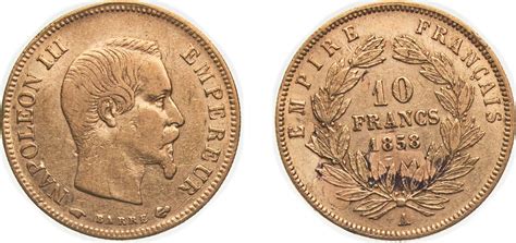 1858 A Paris Mint France Second Empire 1858 A 10 Francs Napoléon III