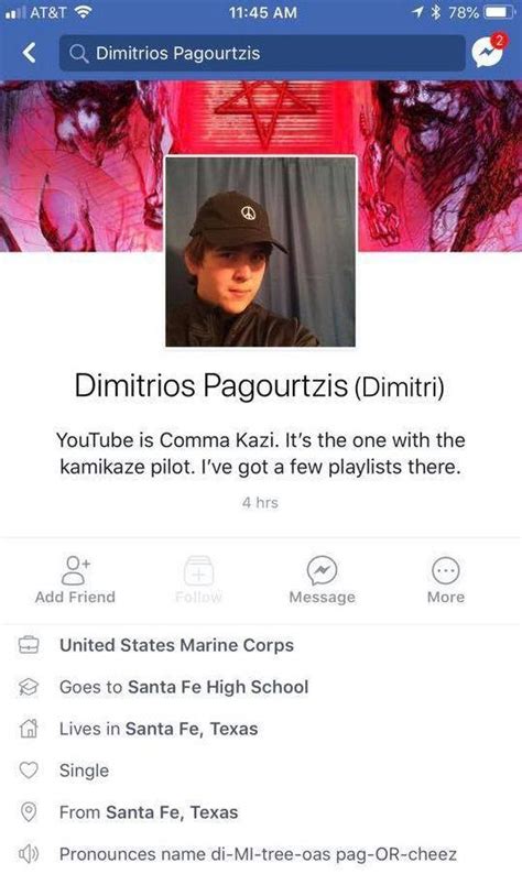 Dimitrios Pagourtzis Dimitri Facebook Page Santa Fe High School