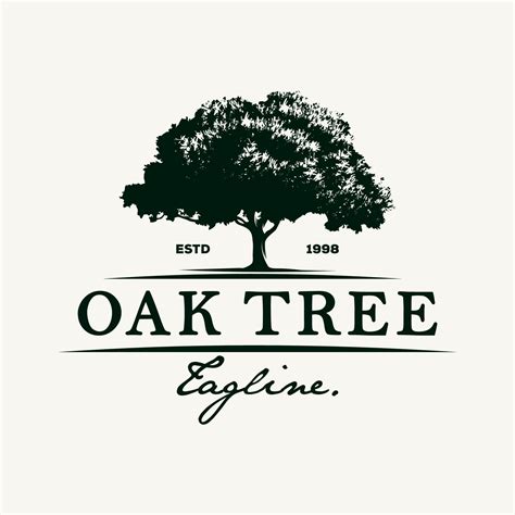 Vintage Oak Tree Logo Design Template Illustration Vector Art