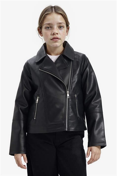 Black Girls And Teens Girl Faux Leather Jacket 3444530 Defacto