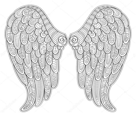 Alas De ángel En Estilo Zentangle Para Tatoo O Camiseta Página Para Colorear Antiestrés Para