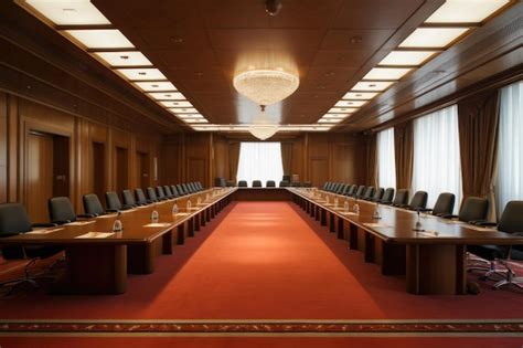 Premium Photo Big Governmental Conference Room With A Long Table