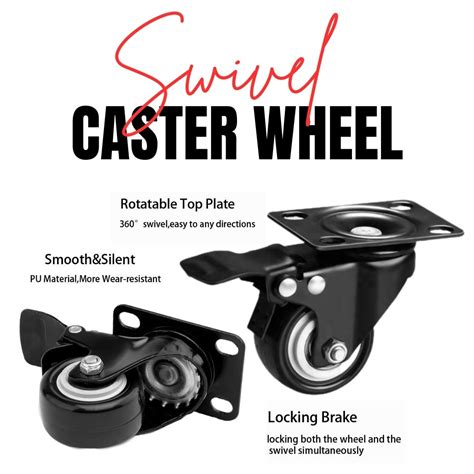 Pcs Inches Swivel Caster Wheel With Rubber Base And Lock Heavy