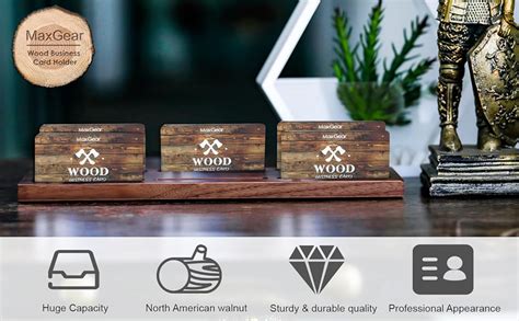 Maxgear Wood Business Card Holder For Desk Multiple Wooden Desktop