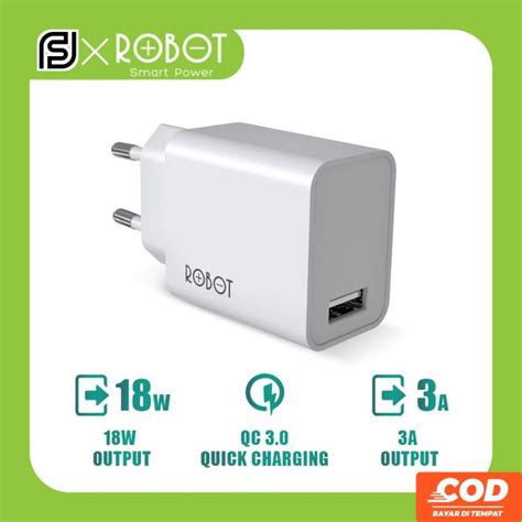 Jual ROBOT Batok Charger Single Port Fast Charging 18 Watt QC 3 0 RT F1