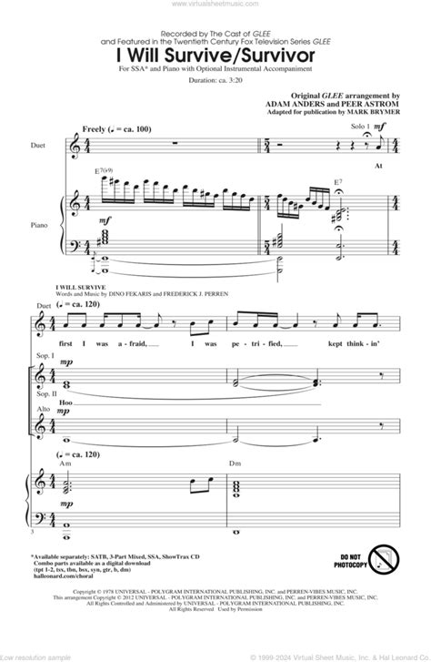 I Will Survive Survivor Arr Mark Brymer Sheet Music For Choir Ssa Soprano Alto