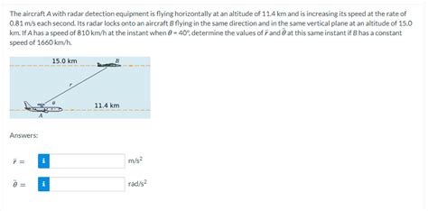 Solved The aircraft A with radar detection equipment is | Chegg.com