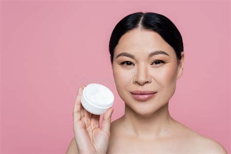 Asian Woman With Naked Shoulders Holding Stock Photo Image Of