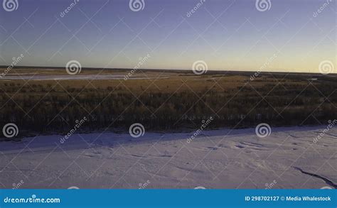 Dry Brown Grass in a Winter Meadow. Clip. Aerial View of Blue Clear Sky ...