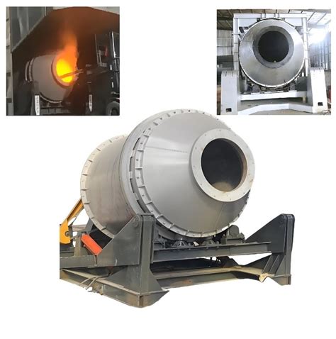 Hydraulic Tilting Gas Fired Aluminum Melting Rotary Furnace Gas Fired