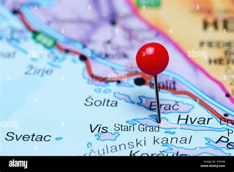 Stari Grad pinned on a map of Croatia Stock Photo - Alamy