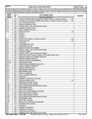 Fillable Online Part I Lsar Data Selection Sheet Form Approved Omb No