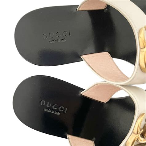 Gucci Gg Marmont Double G Leather Thong Sandal Flat C Gem