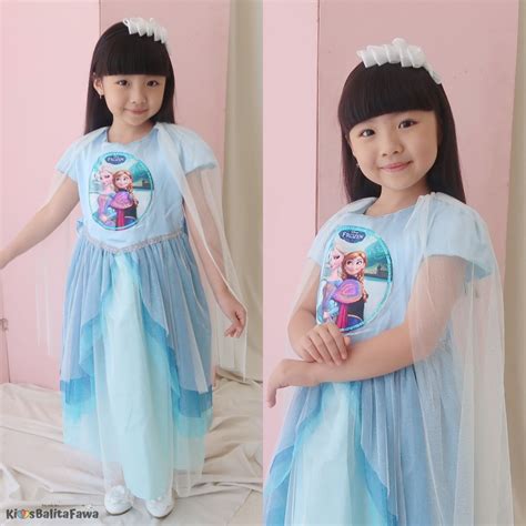 Jual Gaun SNOWY FROZEN Uk 8 12 Tahun Kostum Princess Elsa Premium