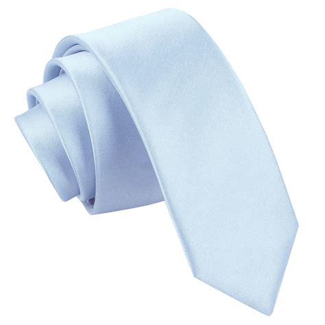 Dqt Satin Plain Solid Baby Blue Formal Wedding Mens Skinny Tie